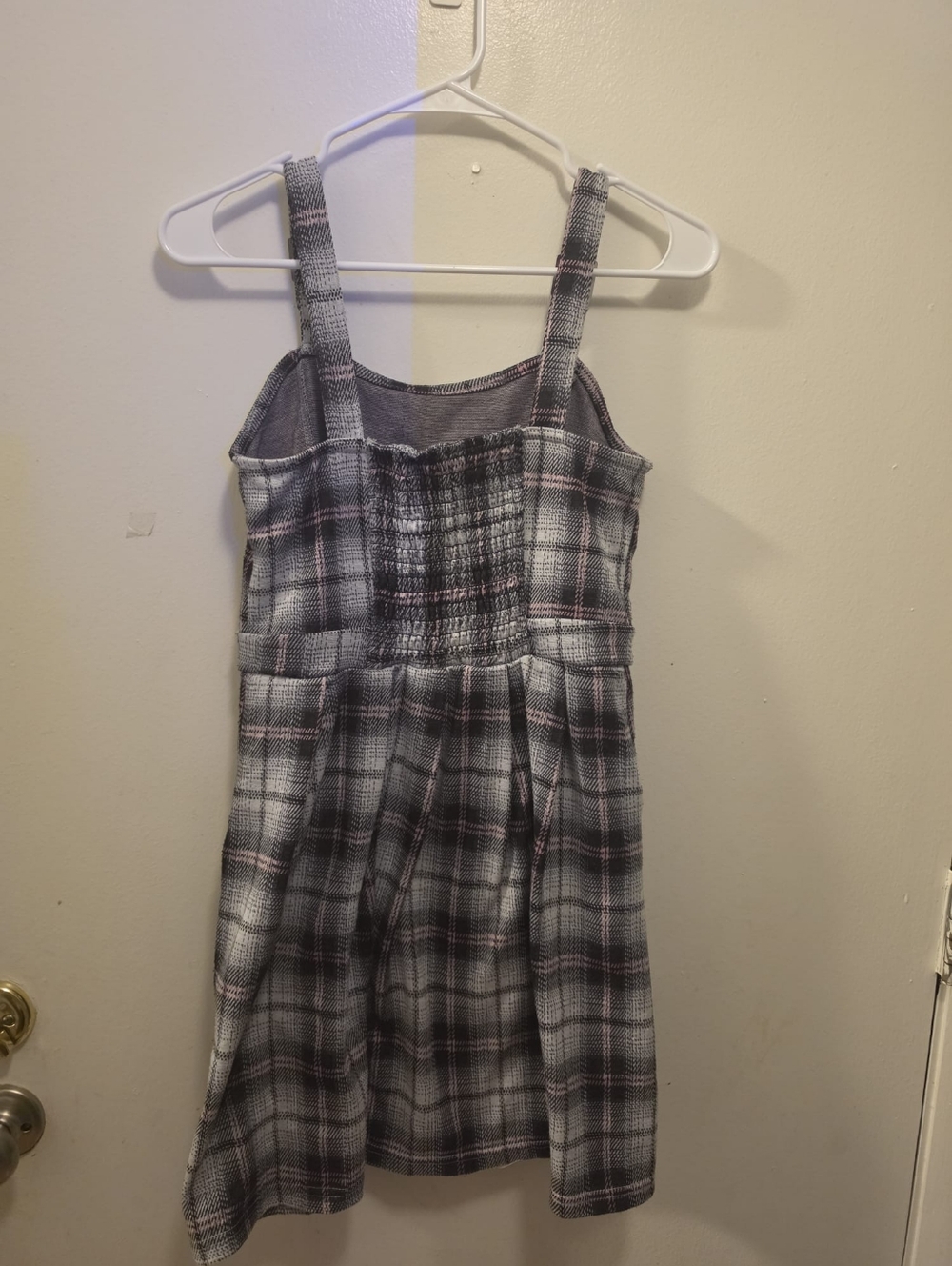 Limited Too Gray Plaid Sundress with Pink Accent